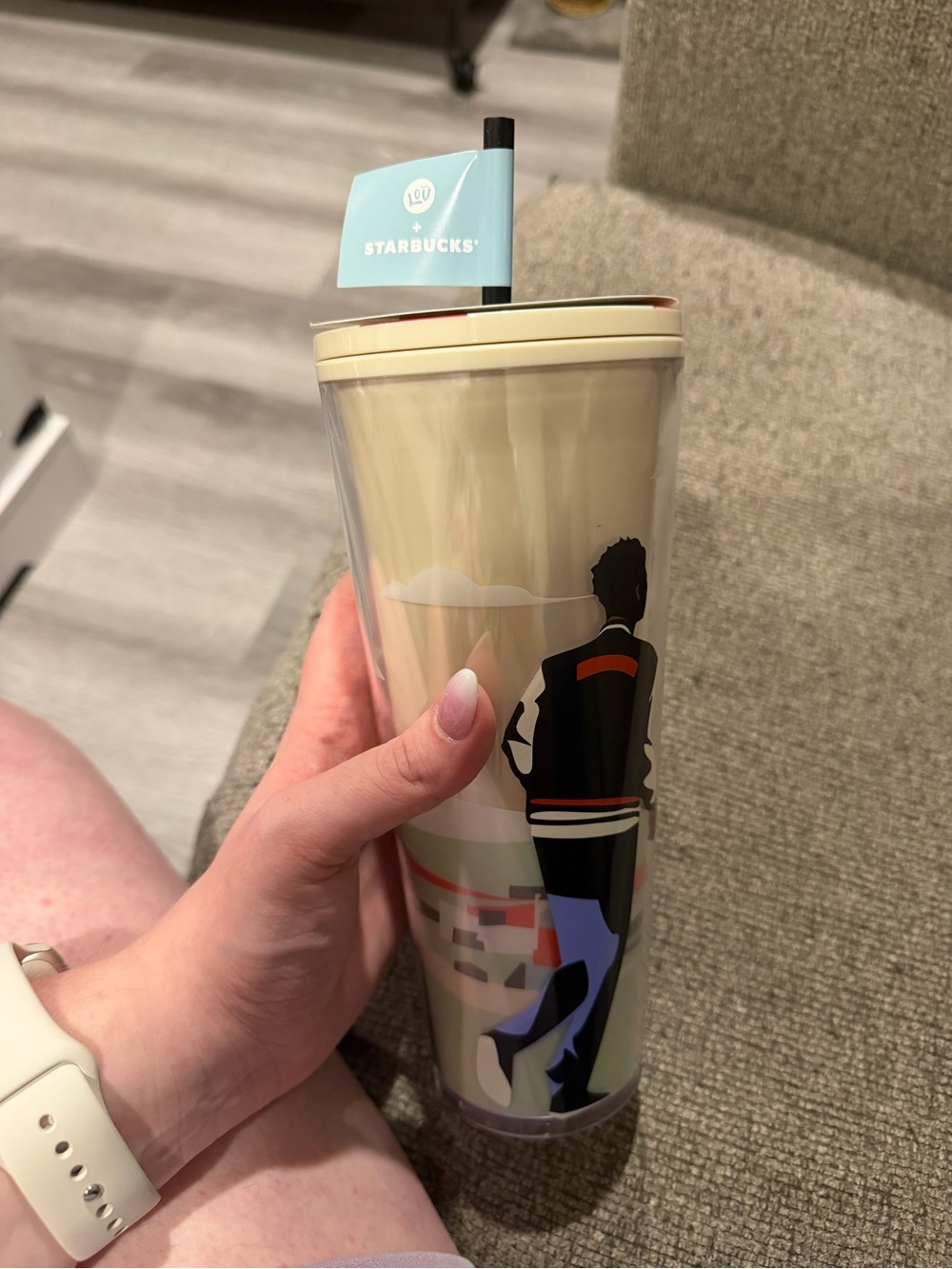 Starbucks Cream Tumbler with Illustrated Walker Design